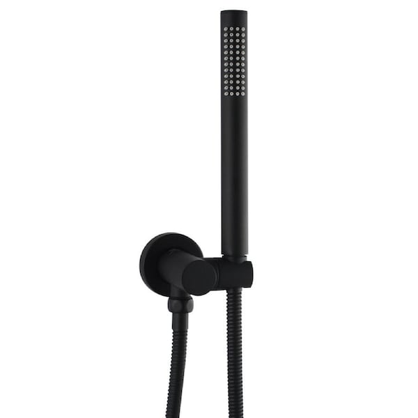 ACA Bathroom Brass Round Handheld Shower Head On Holder Wall Connector 1.5m SUS Hose Black