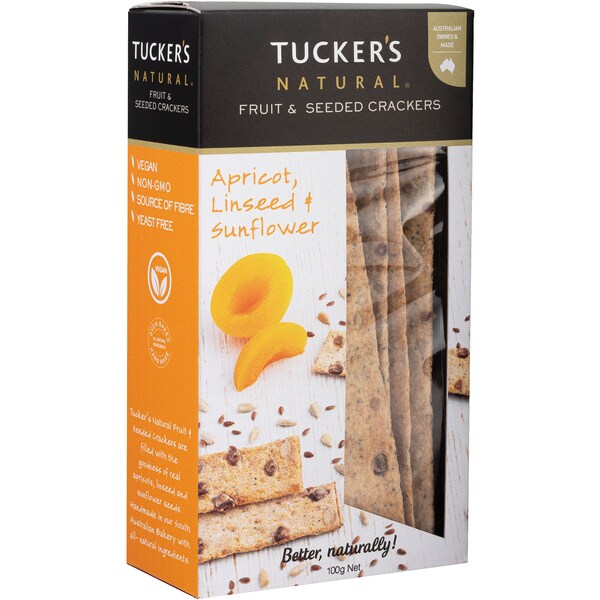 Tucker's Fruit&Seeded Crackers Apricot Linseed & Sunflower Seed 100g