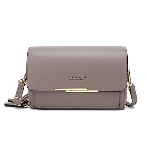 Nevenka Womens Multiple Card Slots Crossbody Shoulder Bag Large Capacity Wallet-LightGrey