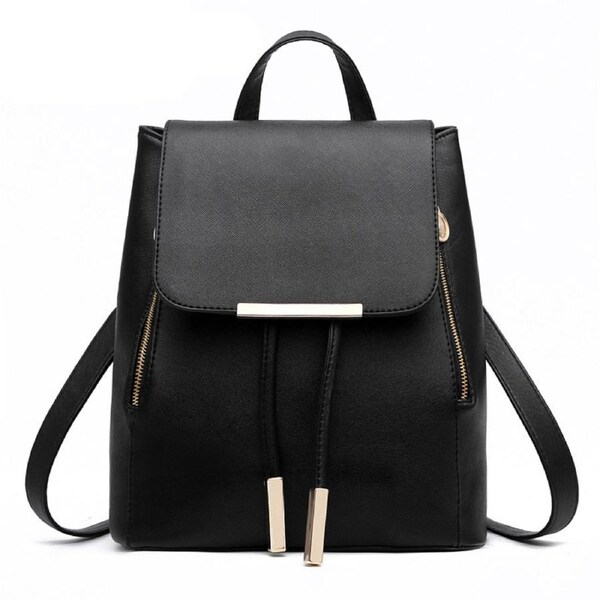 Nevenka Fashion PU Leather Women Backpack Anti-theft Travel Bag-Black
