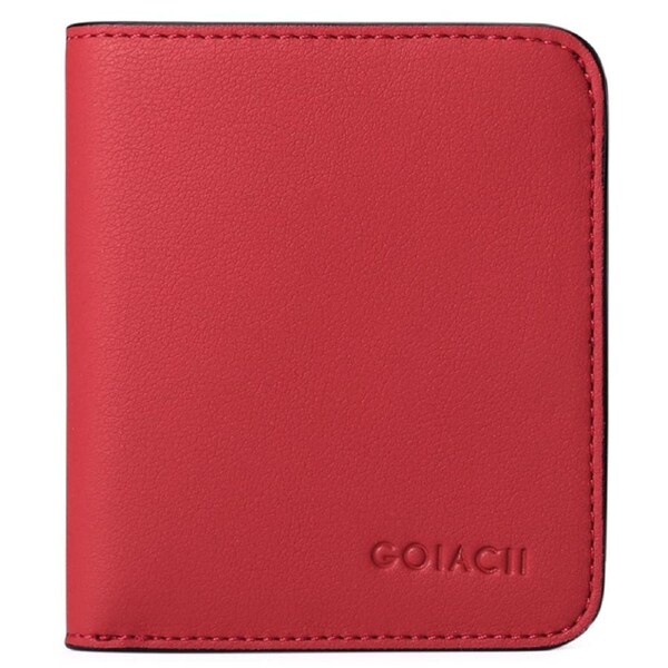 Nevenka Womens Leather Mini Wallet with ID Card Window Portable Coin Purse-Red