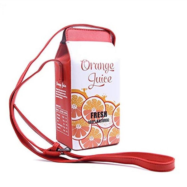 Nevenka Orange Juice Box Cross-Body Bag Women Phone Shoulder Bags