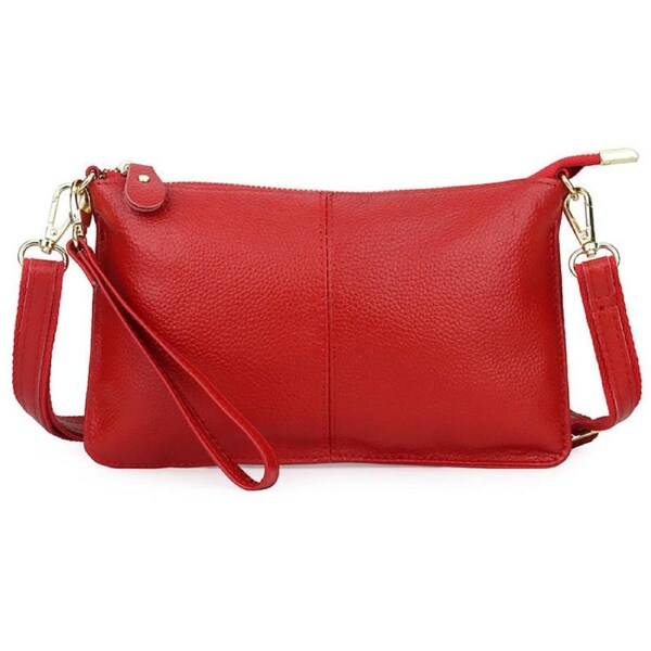 Nevenka Leather Clutch Small Envelope Crossbody Bags for Women-Red