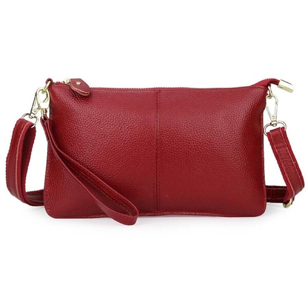 Nevenka Leather Clutch Small Envelope Crossbody Bags for Women-Wine Red