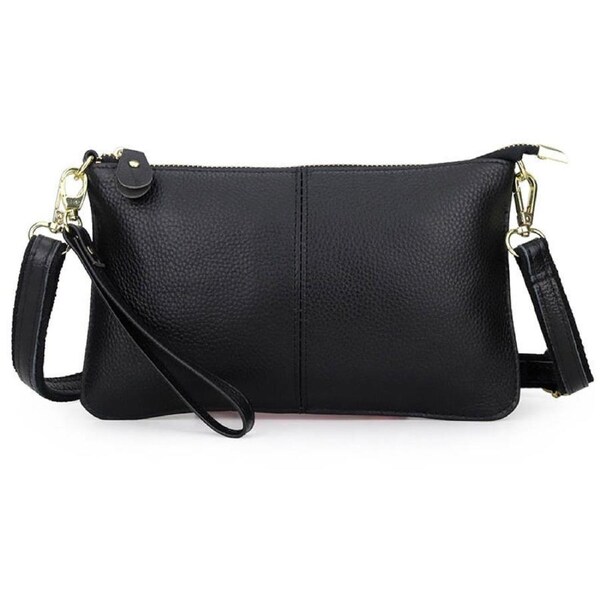 Nevenka Leather Clutch Small Envelope Crossbody Bags for Women-Black