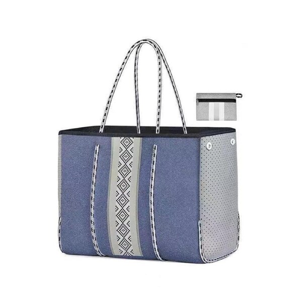 Nevenka Neoprene Tote Bag with Small Zipper Bag for Women Beach Traveling-4