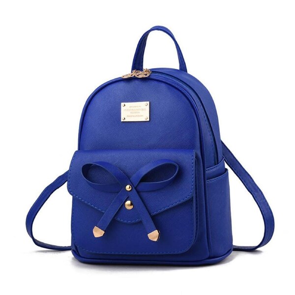 Nevenka Girls Bowknot Cute Leather Mini Backpack Purse for Women-RoyalBlue