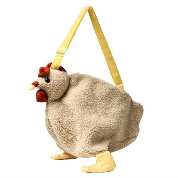 Nevenka Cartoon Chicken Bag Plush Crossbody Bag For Girls Women-Khaki