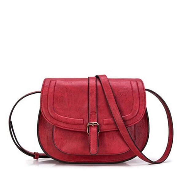 Nevenka Boho Crossbody Bags for Women Vegan Leather Saddle Purses-Red