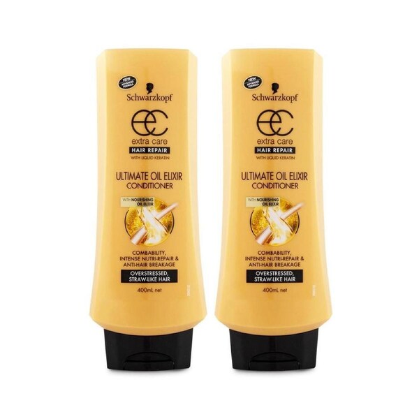 2x 400ml Schwarzkopf Ultimate Oil Elixir Conditioner Hair Repair with Keratin
