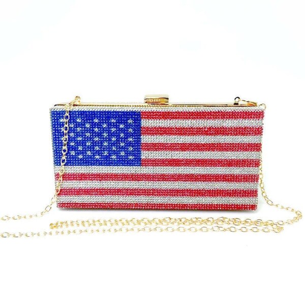 Nevenka Crystal Flag Shape Clutch Purses for Women