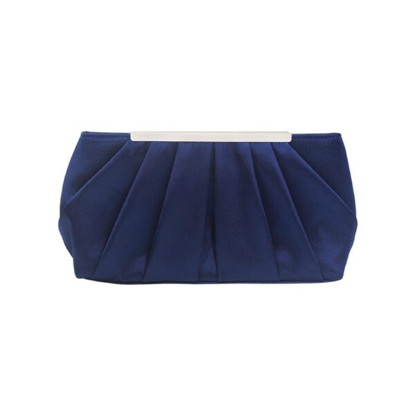 Nevenka Clutch Evening Bag Elegant Pleated Satin Simple Classy Purse-Blue
