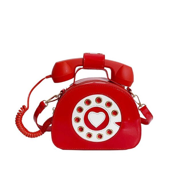 Nevenka Women Telephone Shaped Handbag Retro Phone Top-Handle Crossbody Bags-Red