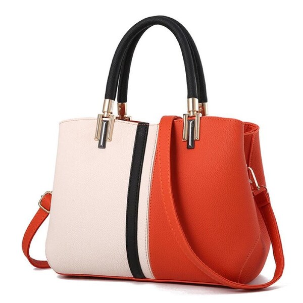 Nevenka Fashion Colorblock Shoulder Bag Women Top Handle Leather Totes-Red