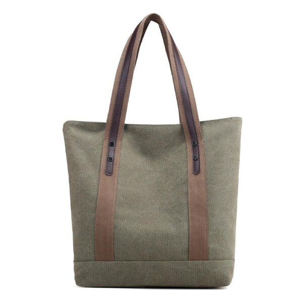 Nevenka Womens Canvas Shoulder Bags Retro Casual Handbags Work Bag-Green