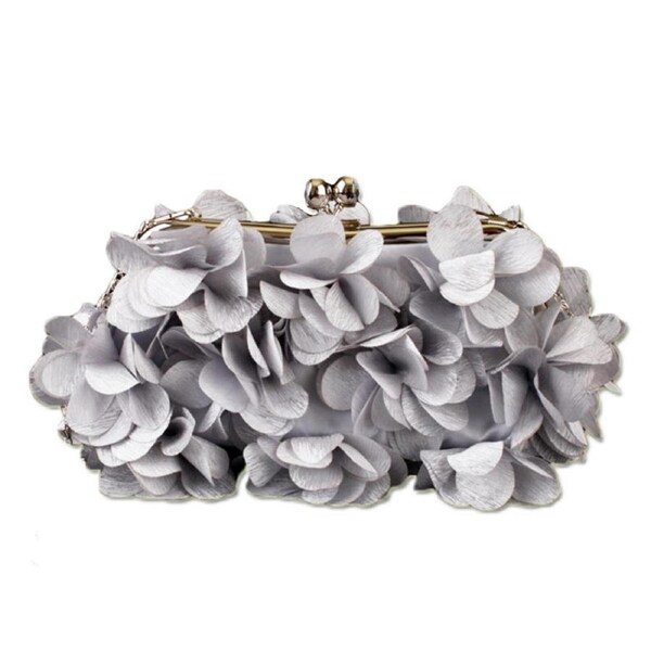 Nevenka Clutch Evening Bags Floral Appliques Crossbody Bag For Women-Grey