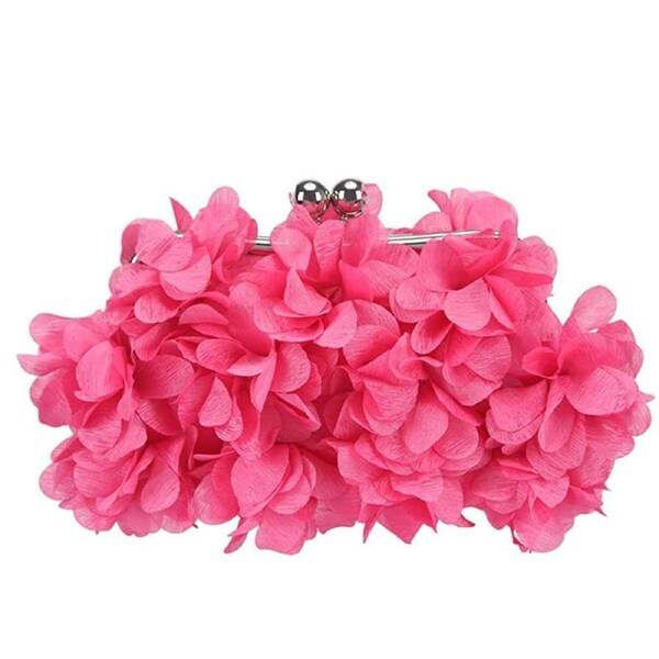 Nevenka Clutch Evening Bags Floral Appliques Crossbody Bag For Women-RoseRed