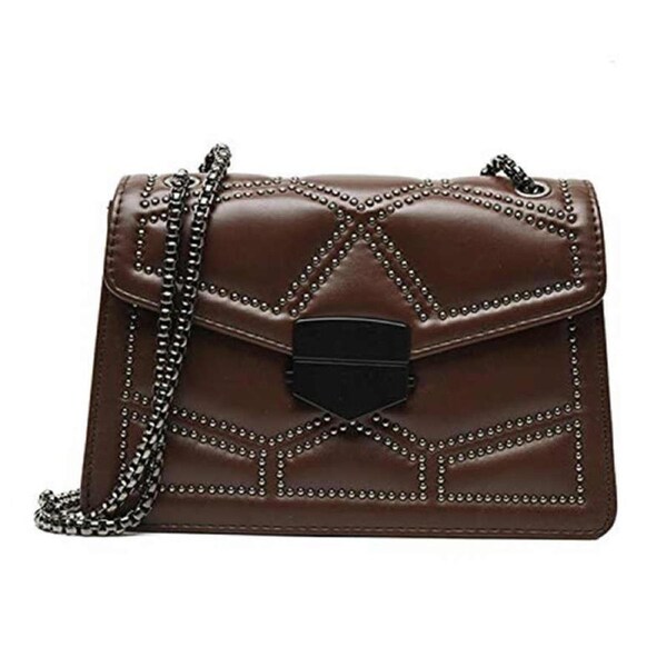 Nevenka Small Shoulder Chain Bag Ladies Square Crossbody Bag-Coffee