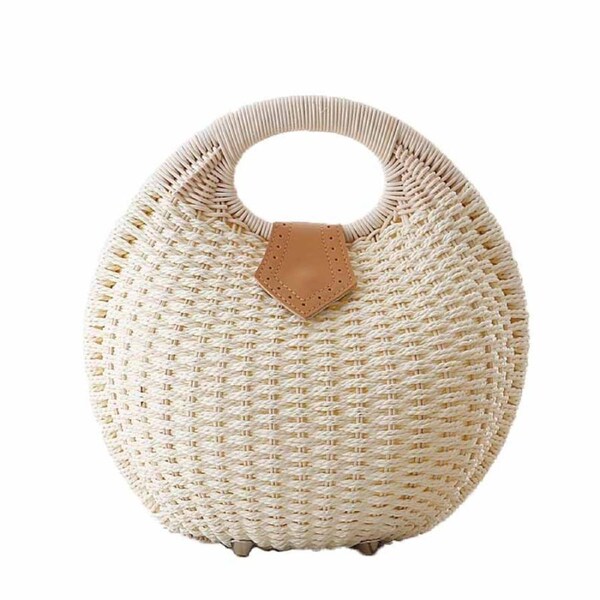 Nevenka Women Shell Shape Straw Bag Woven Beach Handbags-White