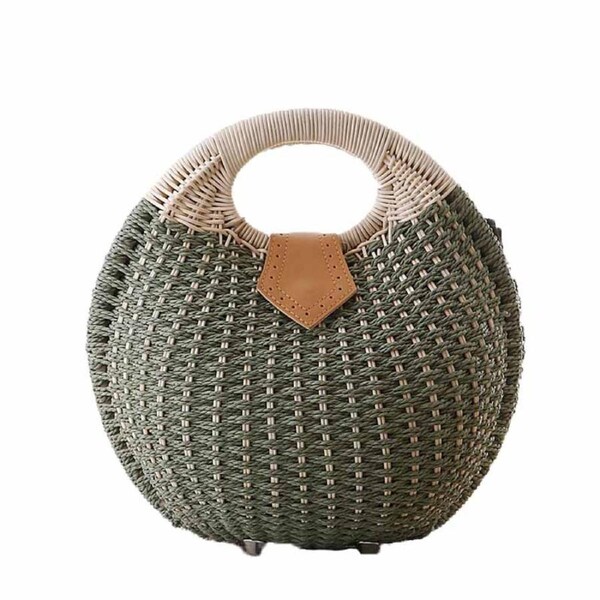 Nevenka Women Shell Shape Straw Bag Woven Beach Handbags-Green