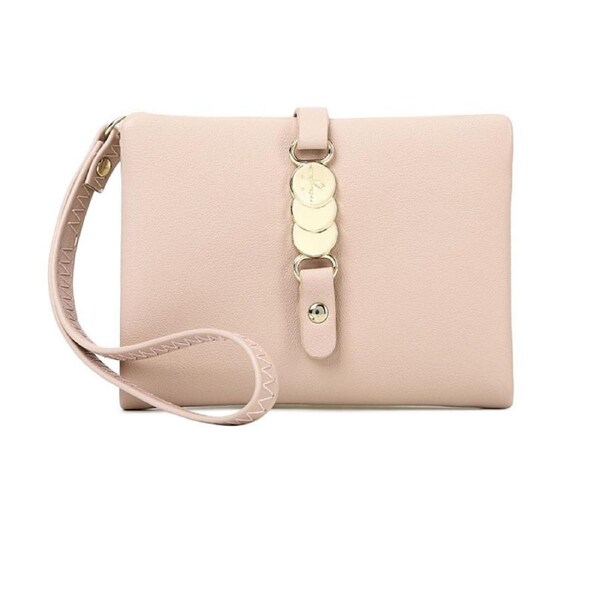 Nevenka Womens Wallets Small Rfid Bifold Change Purse with Wrist Strap-Pink