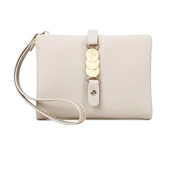 Nevenka Womens Wallets Small Rfid Bifold Change Purse with Wrist Strap-Apricot
