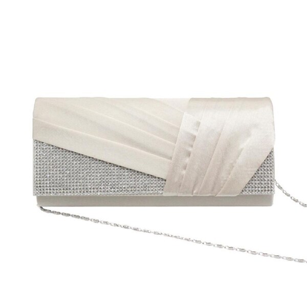 Nevenka Womens Satin Evening Clutch Rhinestone Purse-Apricot