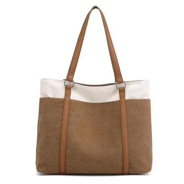 Nevenka Women Large Tote Bag Shoulder Bag Holds A 15.6 Inch Computer-Brown