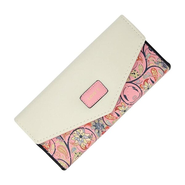 Nevenka Womens Leather Wallet Floral Purse Credit Card Case-Pink