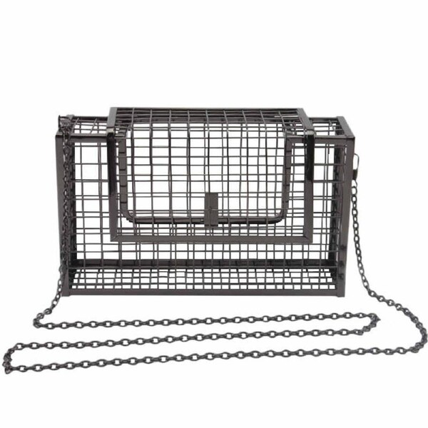 Nevenka Women Chain Crossbody Bags Iron Cage Metal Hollow Out Cage Evening Clutch-C
