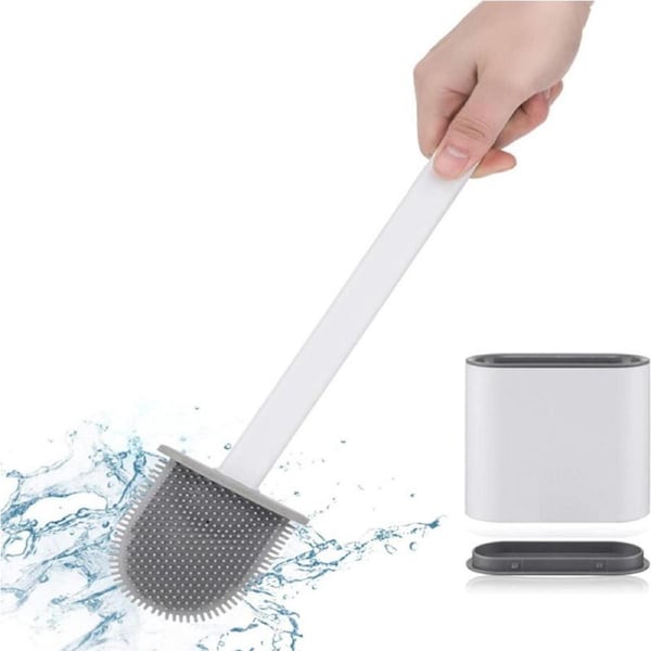 OZNALA Bathroom Silicone Bristles Toilet Brush Cleaning Brush Set Creative with Holder