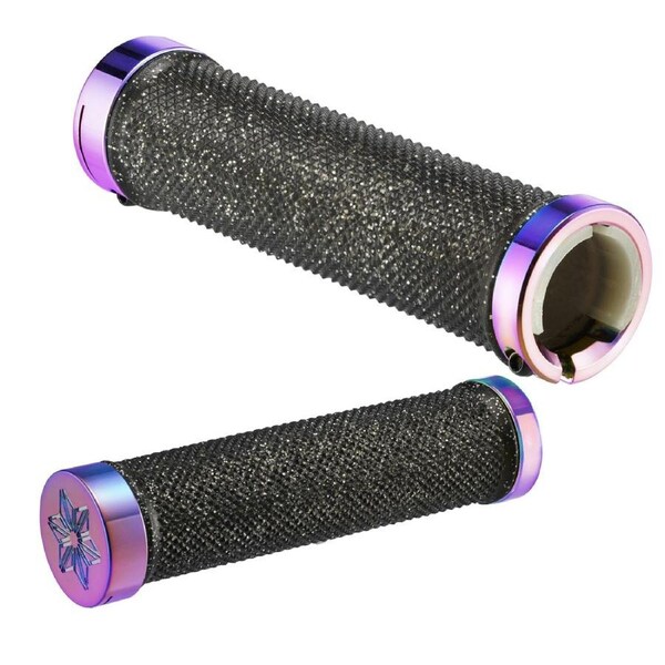 Supacaz Diamond Kush AM Grips Black with Oil Slick Rings - Black Size 130mm