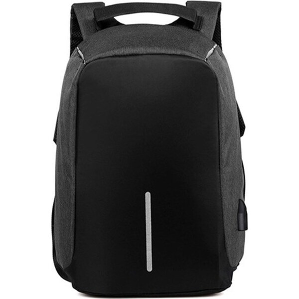 Anti Theft Waterproof Travel Backpack with USB Charger - Black