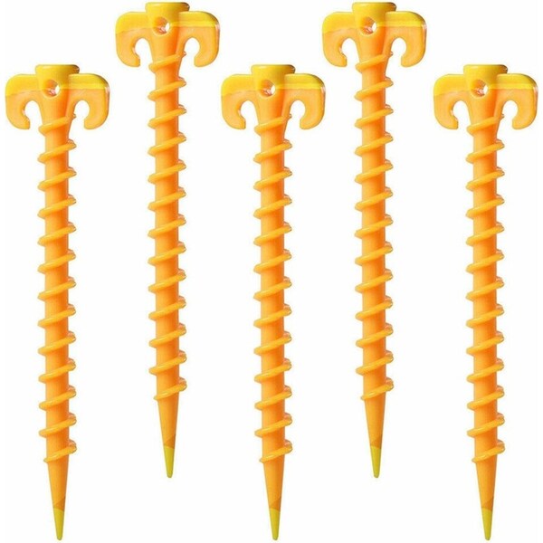 Camping Spiral Plastic Screw Tent Pegs - 10x