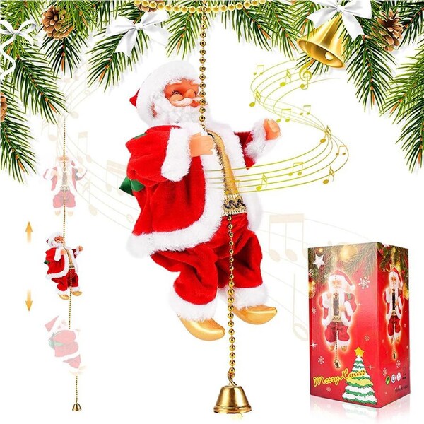 Electric Christmas Climbing Santa Rope Decoration with Christmas Music