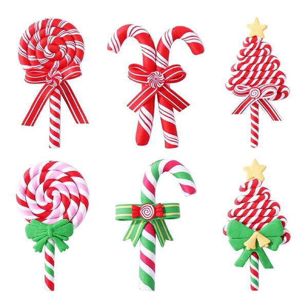 6Pcs Christmas Candy Ornaments Lollipop Ornament Candy Cane Hanging Decor