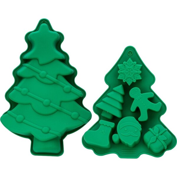 2 Pack Christmas Tree Cake Pan 3D Silicone Xmas Baking Molds for Holiday Parties
