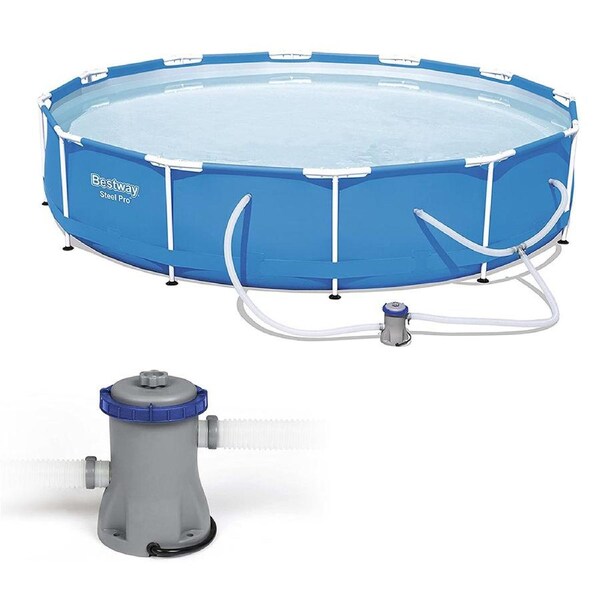 Bestway 12FT Swimming Pool 3.66M Above Ground Filter Pump Power Steel Frame
