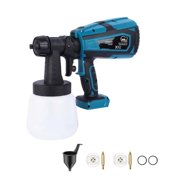 1400ml Cordless High Pressure Spray Gun Flow Adjustable Spray Gun Paint Sprayer Home Interior Exterior With 2 Nozzles For Makita 21V Battery-Skin Only