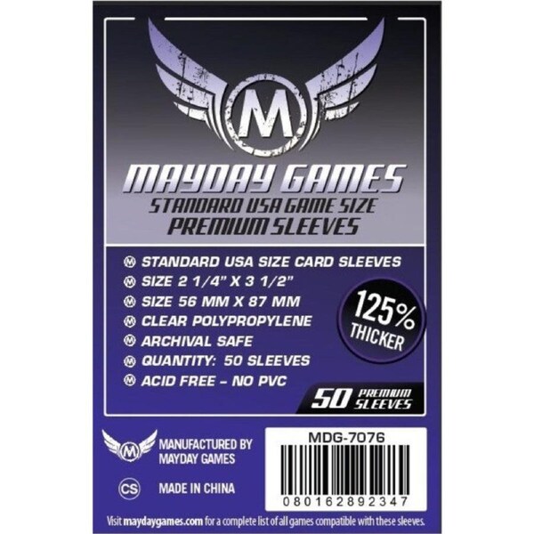 Mayday - Premium USA Board Game Sleeves (Pack of 50) - 56 MM X 87 MM (Purple)