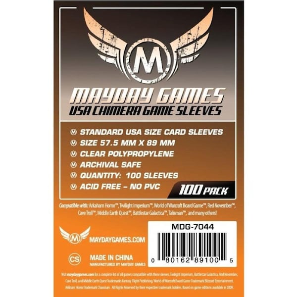 Mayday - USA Chimera Game Sleeves (Pack of 100) - 57.5 MM X 89 MM (Orange)