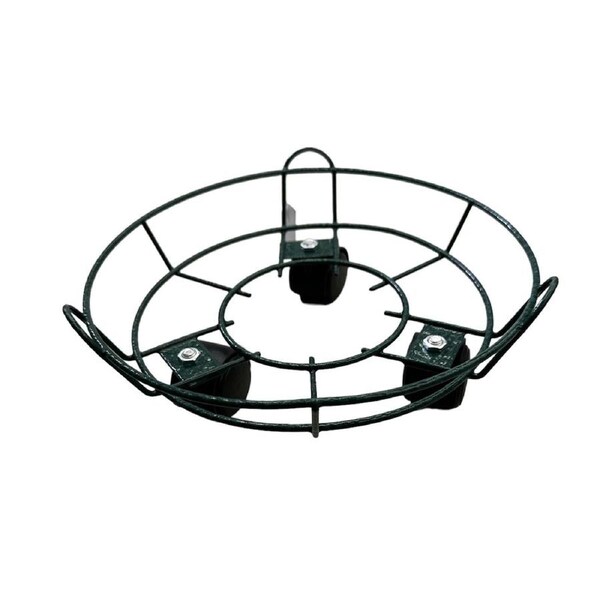 40cm Plant Pot Stand with Wheels Metal Garden Trolley Caddy Plate