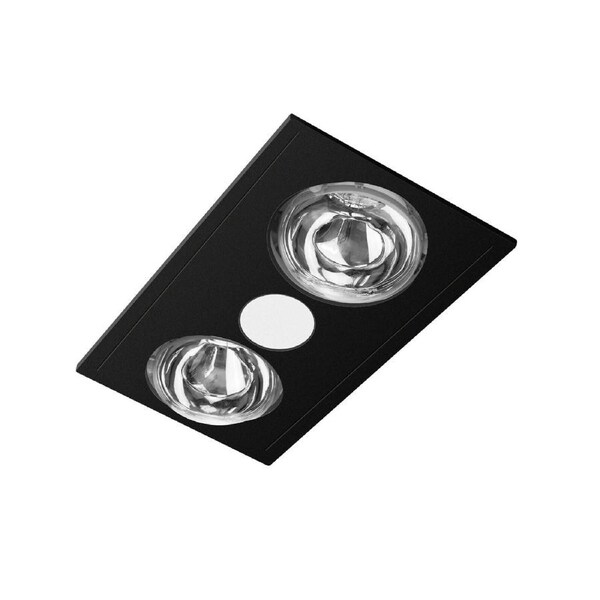 Sunair 3 In 1 Black 2 Globe Bathroom Heater Exhaust Fan with LED Downlight