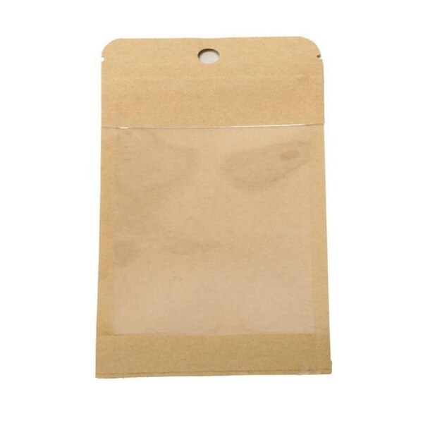 10Pcs NEW Resealable Kraft Paper Bags Zip Zipper Lock Window Pouches Heat Seal