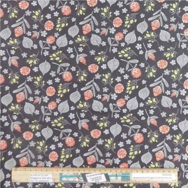 Quilting Patchwork Sewing Fabric Protea Bouquet Cedar 1 Meter