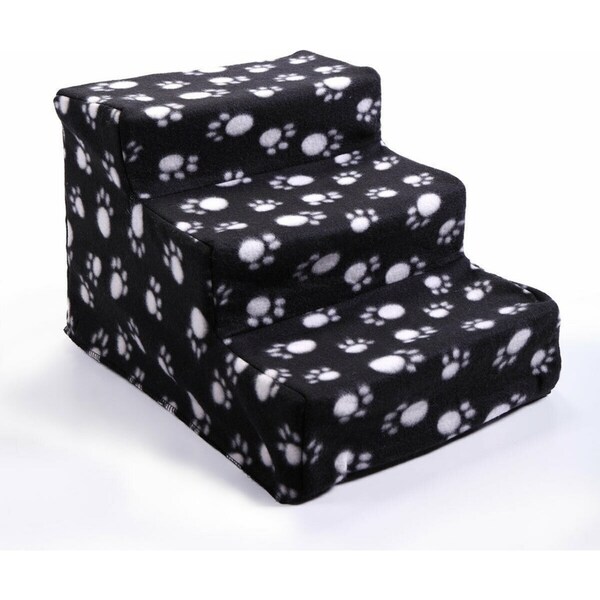 Ozoffer Pet Stairs 3 Steps Portable Cat Dog Ladder w/ Cover Step Ramp Climb For Pup Play