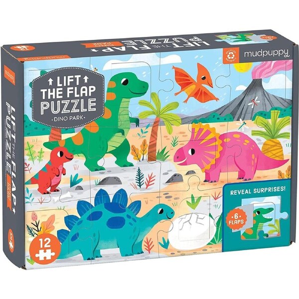 Mudpuppy - Dino Park Lift the Flap Puzzle 12pc