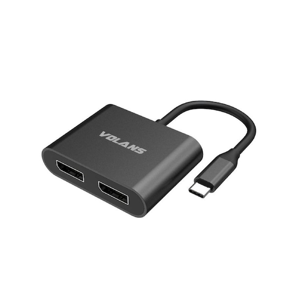 VOLANS VL-UC2DP Aluminium 8K USB-C to Dual DisplayPort Adapter with MST Dual Monitor