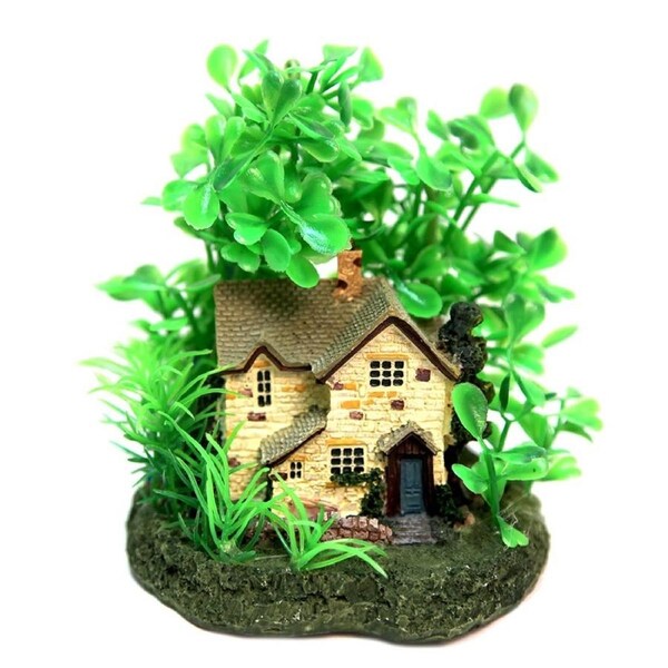 Cottage with Plants 10x10x12cm Aquarium Fish Ornament by Aqua One