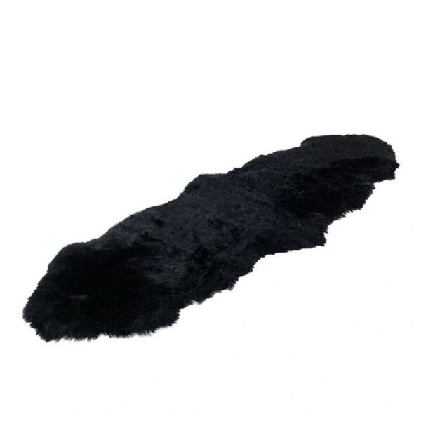 Black Faux Sheep skin Rug Home idea indoor winter warm Fluffy 180cm